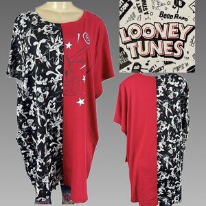 Looney Tunes +4 Red/Black Crew Bugs Bunny Split Graphic Short Sleeve T-Shirt
